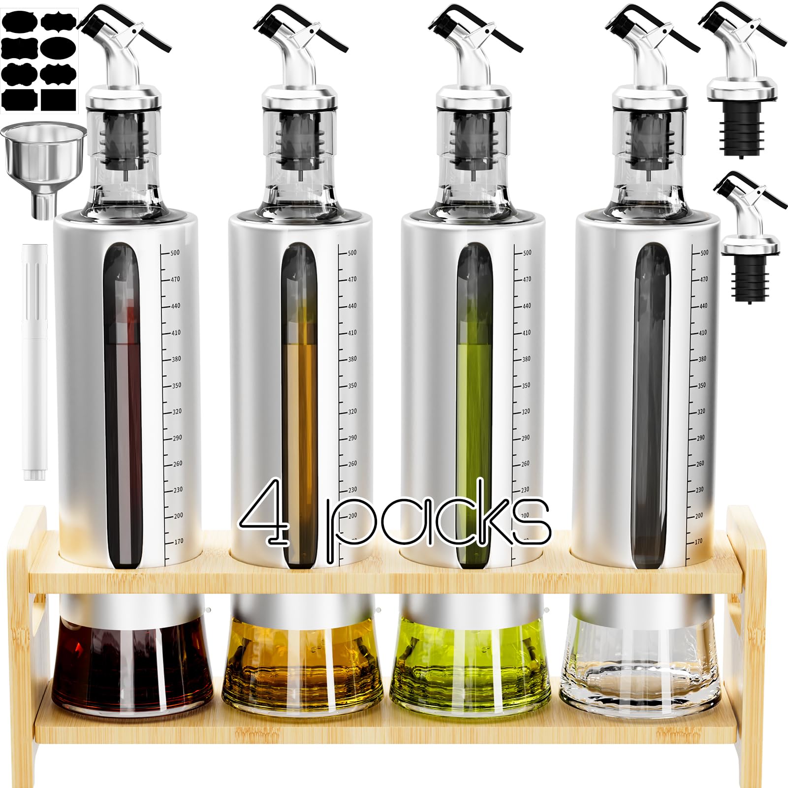 新品 son and daughter－Oli sets Amazon.com: SINYWAY Oil Dispenser Bottle, 4 Pack Glass Olive